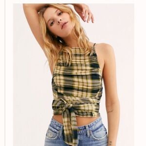 Free People Real Love Plaid Tank - Black Combo
